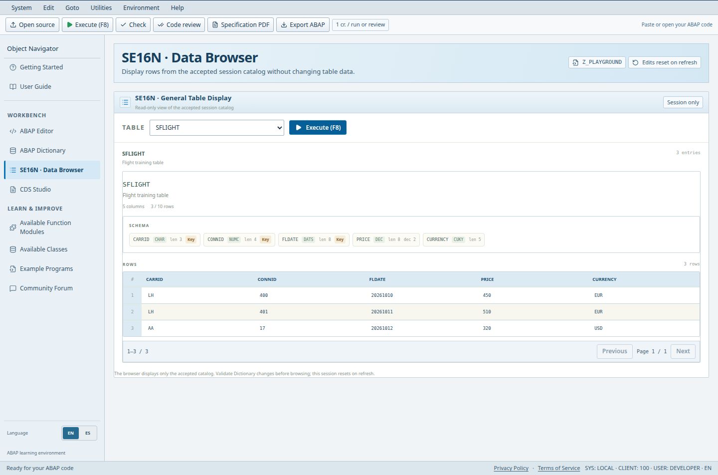 Read accepted records with SE16N